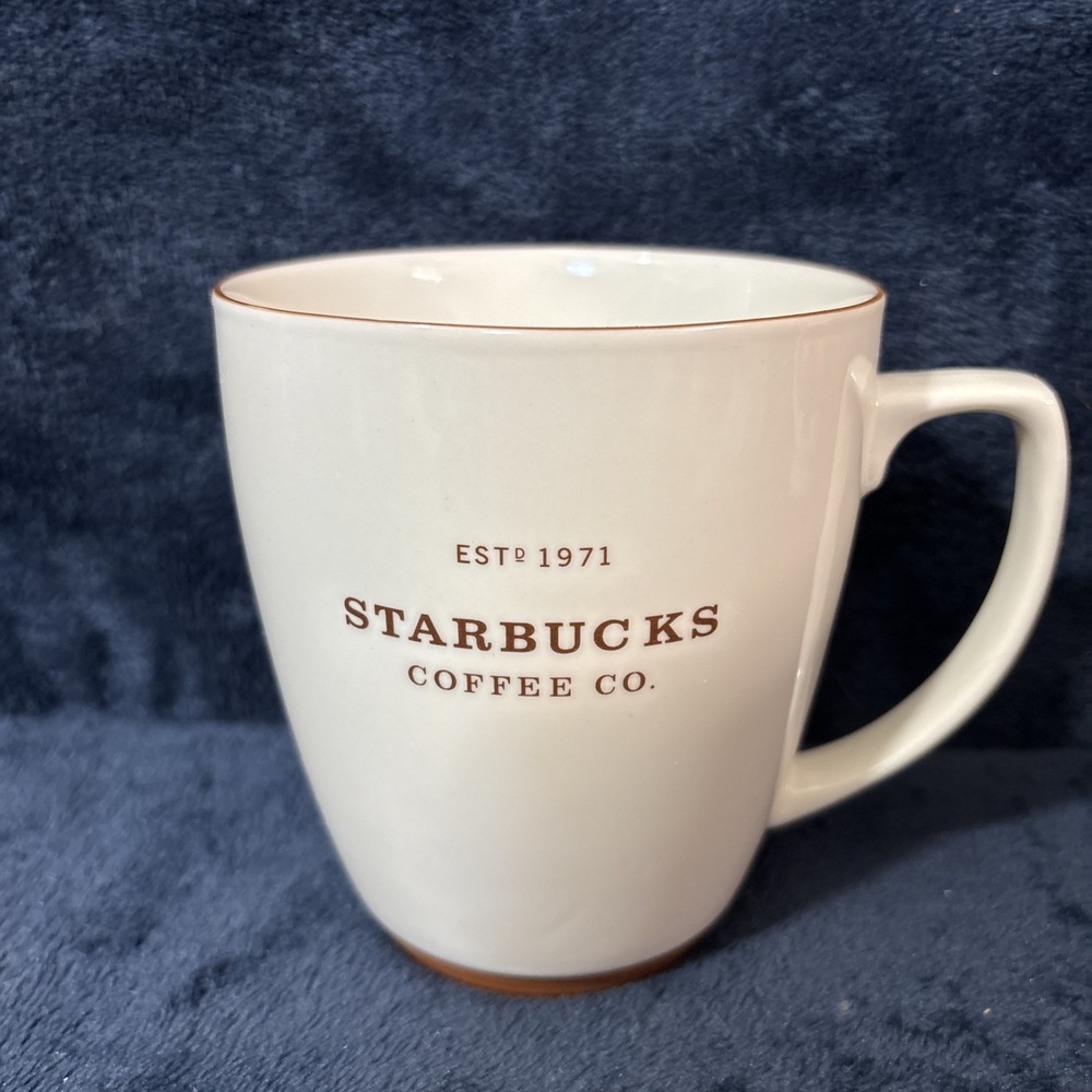 Starbucks Coffee Co Est 1971 2006 Abbey Oversized Cream Brown Trim Ceramic Mug
